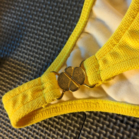 VENUS Swim Venus Swimwear Yellow Rio Cut Bikini With Gold Buckles